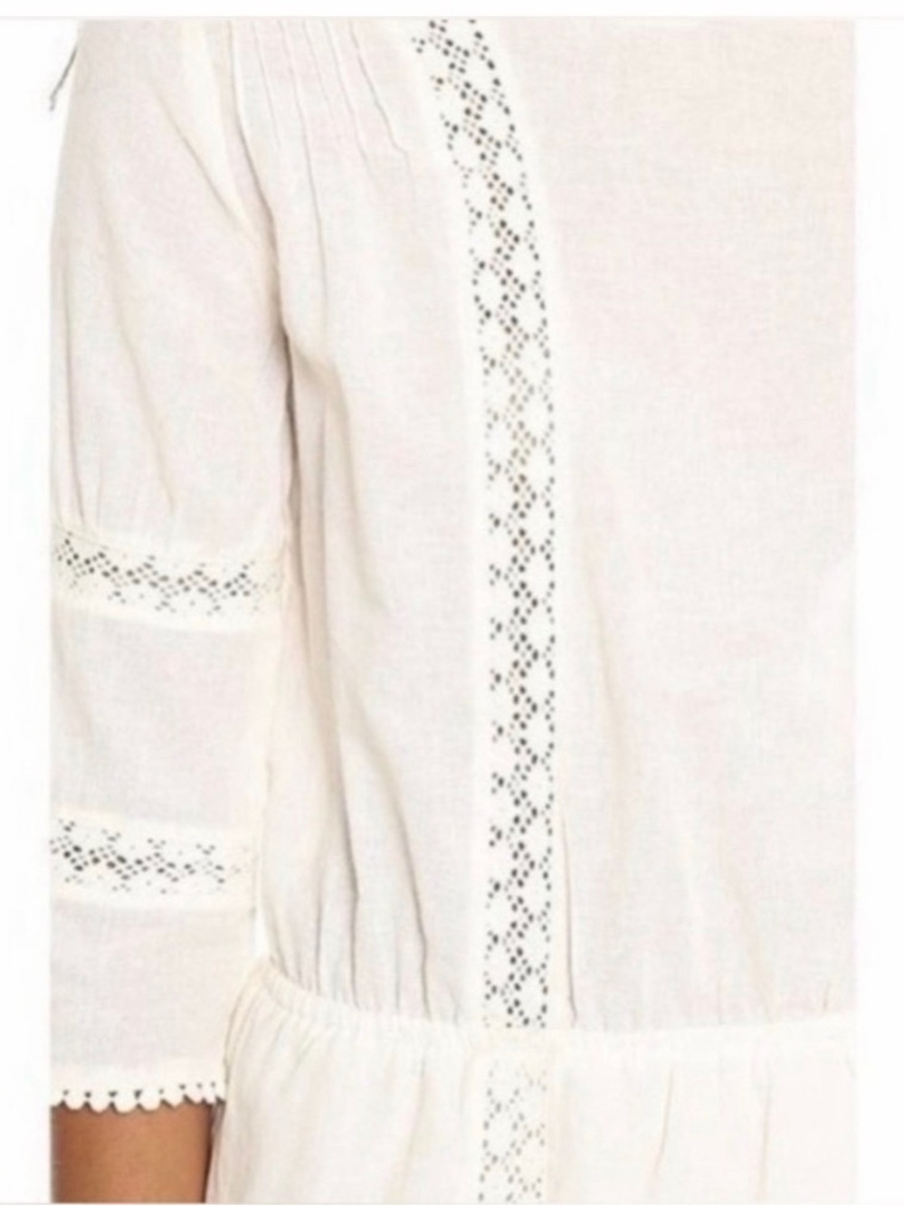 Anine Bing Cream Linen-Blend Lace Detail Mini Dress - Size S - Picture 5 of 14